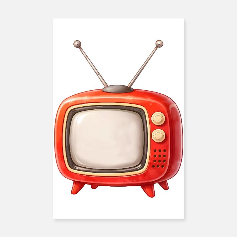 Retro TV Illustration Poster 8" x 12" (20x30 cm)