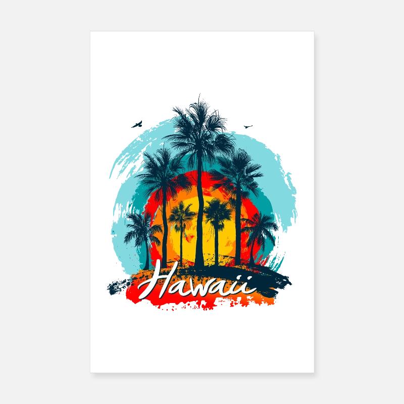 Éclaboussure de Palm Sunset Hawaii Poster 20 x 30 cm