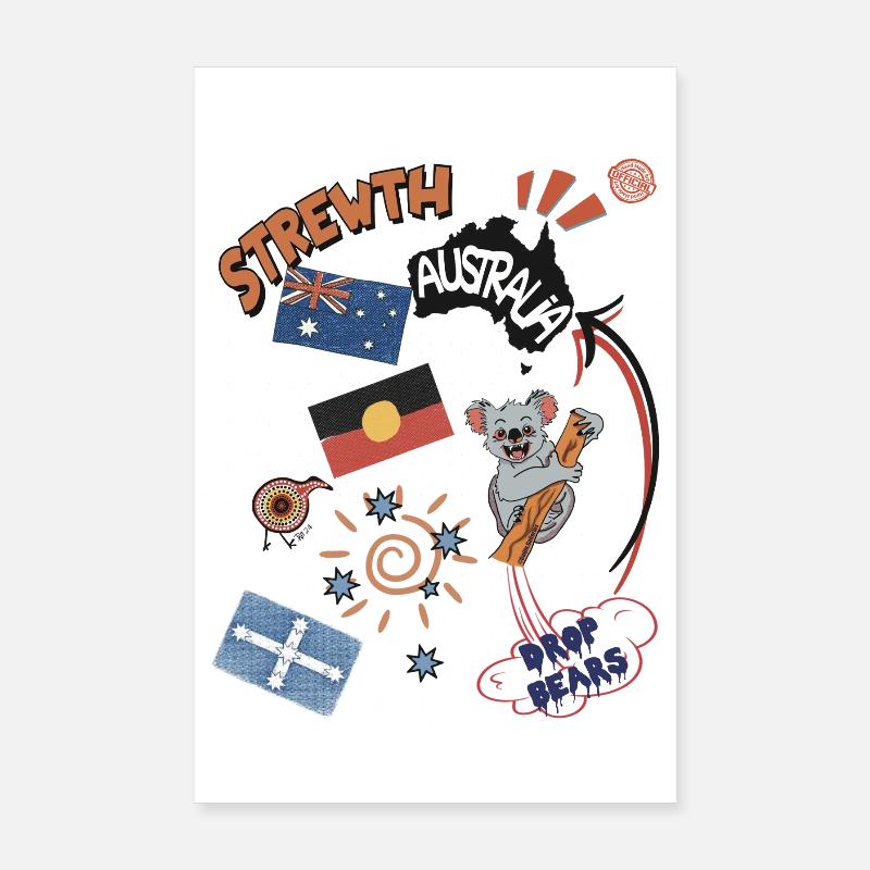 Collage australien Strewth & Drop bears Poster 20 x 30 cm