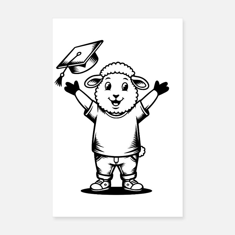 Remise des diplômes du Bonnet doctoral Happy Sheep Poster 20 x 30 cm