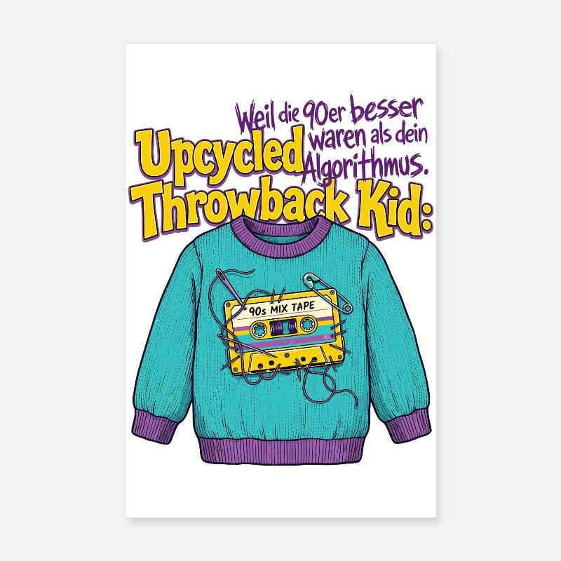 90s Upcycled Throwback Retro Cassette Poster 8" x 12" (20x30 cm)