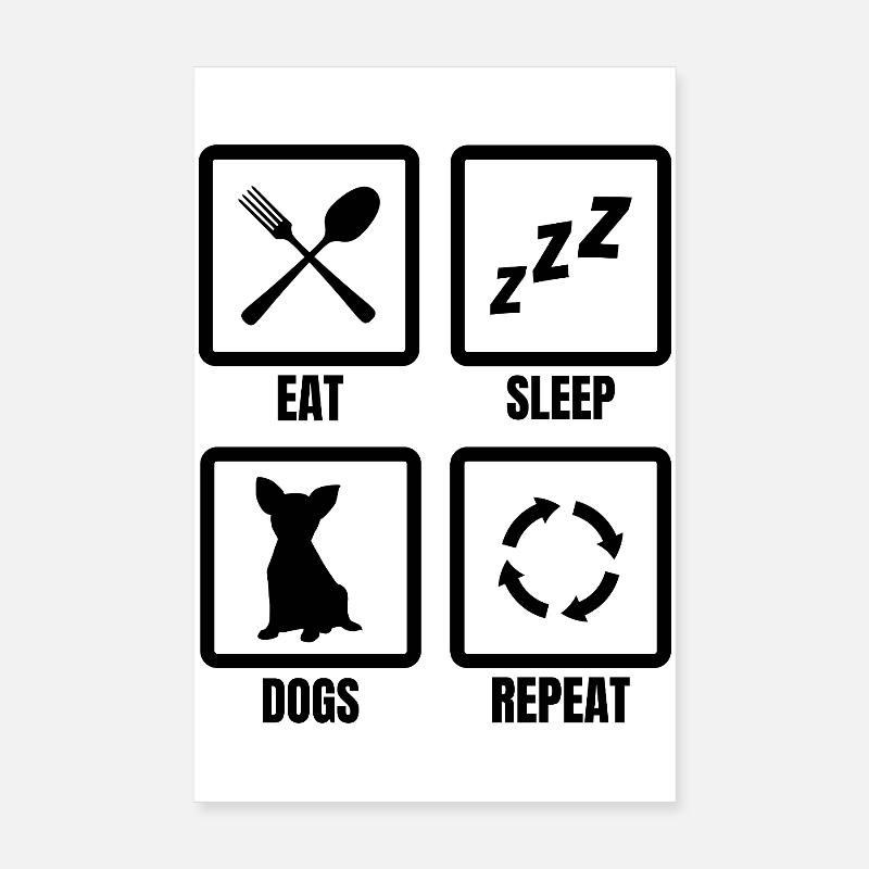 Eat Sleep Dogs Repeat Poster 20x30 cm