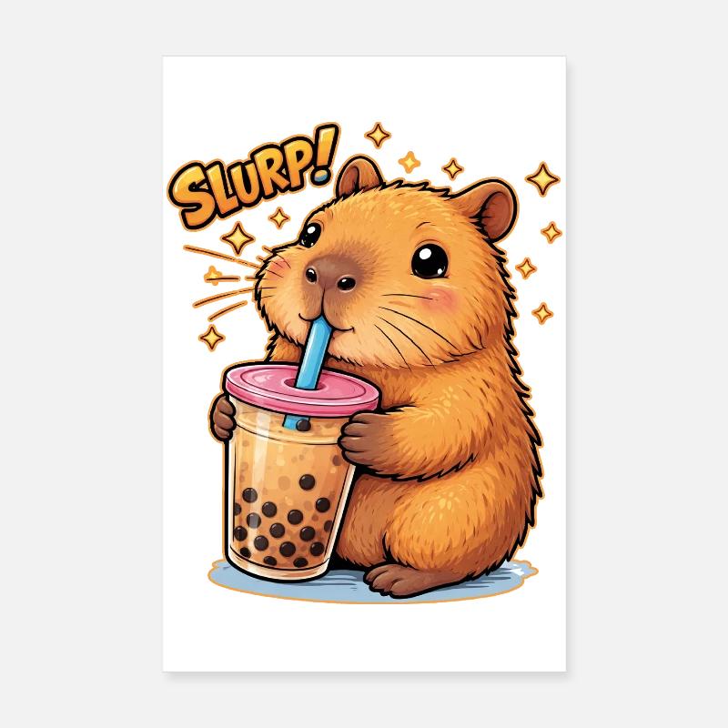 Capybara Bubble Tea Poster 20x30 cm