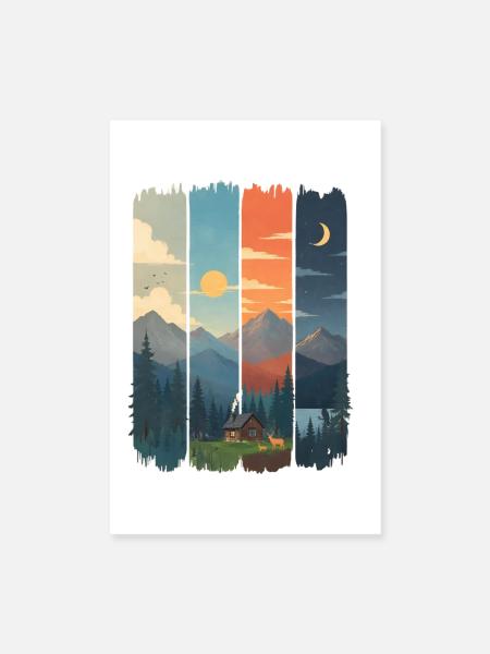 Horizonte in vier Gebirgstafeln - Poster 20x30 cm - Weiß - Vorne