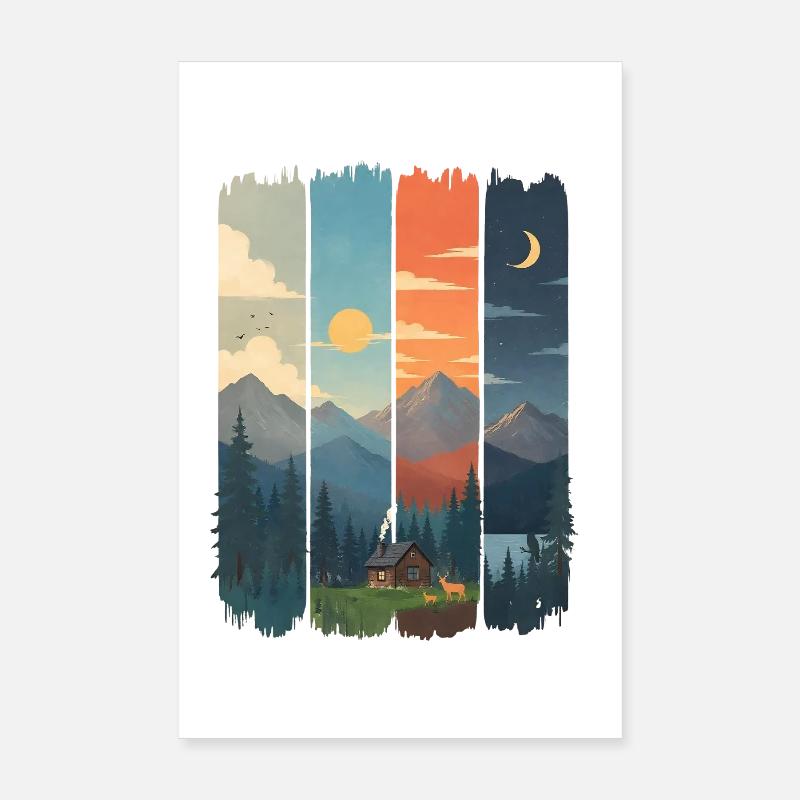 Horizons en Quatre Panneaux Montagne Poster 20 x 30 cm