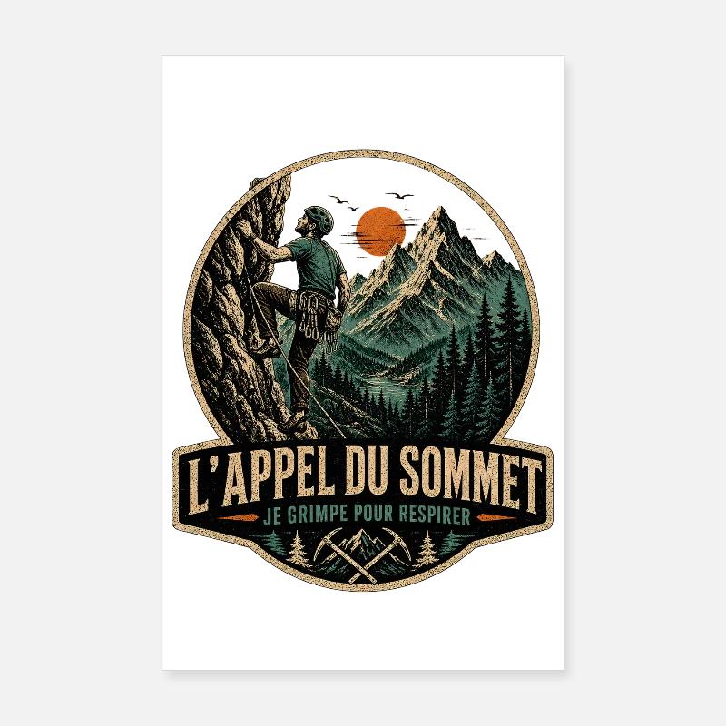 Appel du Sommet Grimpeur Poster 20 x 30 cm
