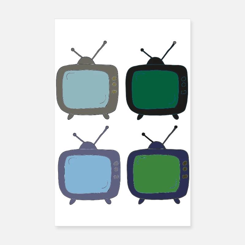 fernseher_4fach_bunt Poster 20x30 cm