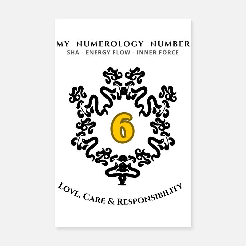 Numéro 6 Symbole d’amour, de soin et de responsabilité Poster 20 x 30 cm