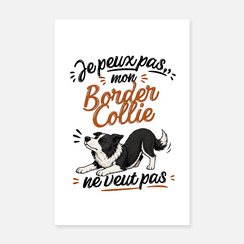 Border Collie Décontracté Illustré Poster 20 x 30 cm
