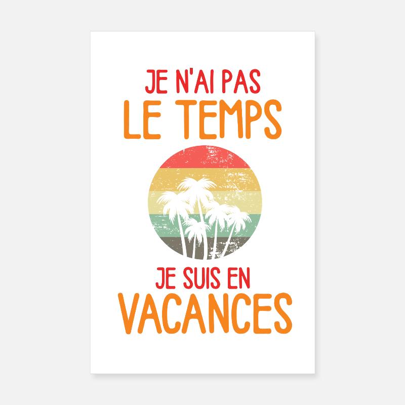 Vacances: Pas le temps, palmiers rétro Poster 20 x 30 cm