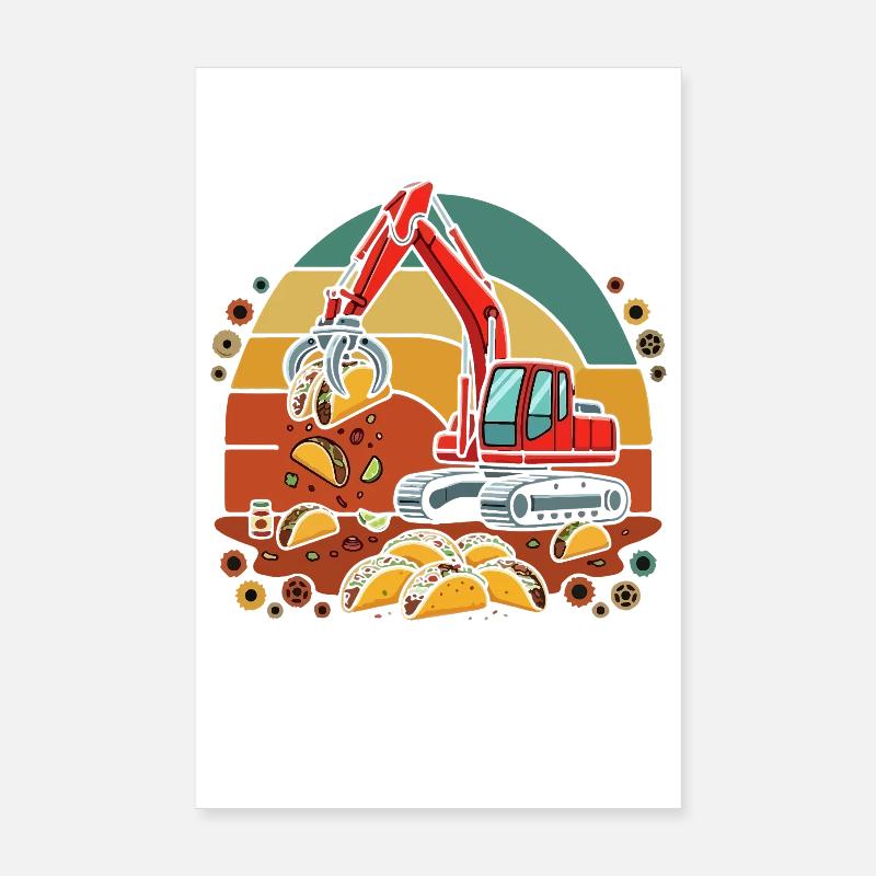 Excavation de tacos de construction Poster 20 x 30 cm