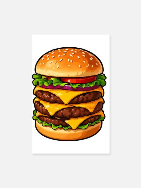 Dreifacher Cheeseburger Kraft - Poster 20x30 cm - Weiß - Vorne