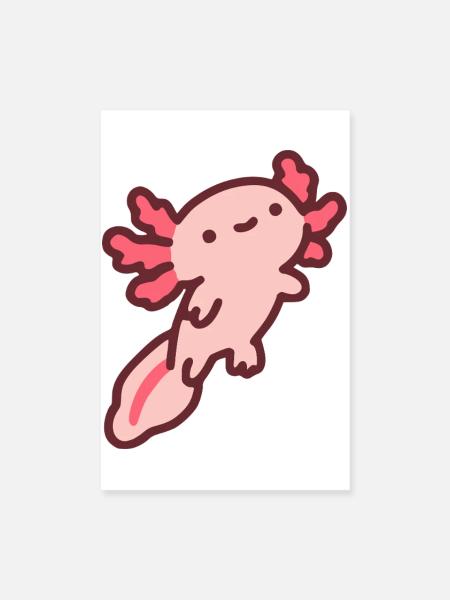 Niedlicher pinker Axolotl - Poster 20x30 cm - Weiß - Vorne