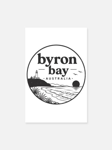 Byron Bay Küsten-Silhouette - Poster 20x30 cm - Weiß - Vorne