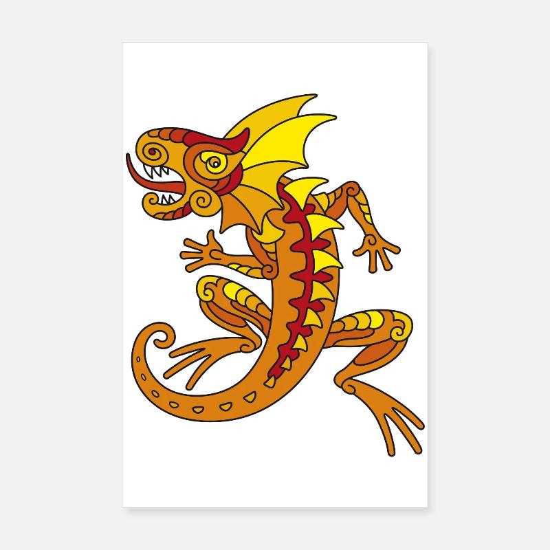 Echse (orange) - Poster 8" x 12" (20x30 cm) - white