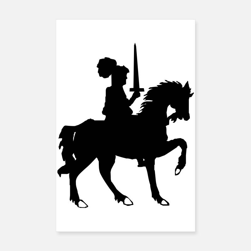 Knight with sword and horse Poster 8" x 12" (20x30 cm)