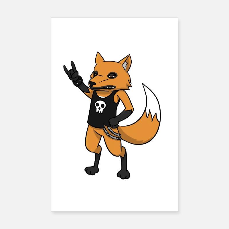 Rocker Fuchs - Poster 20x30 cm - Weiß
