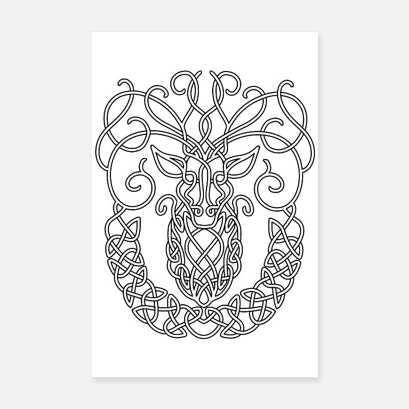 Celtic Stag Poster 8" x 12" (20x30 cm)