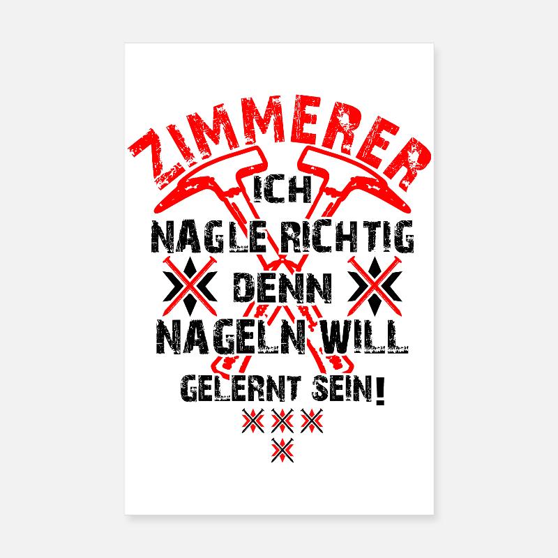 Zimmerer Hammer Baustelle Bauarbeiter Poster 20x30 cm