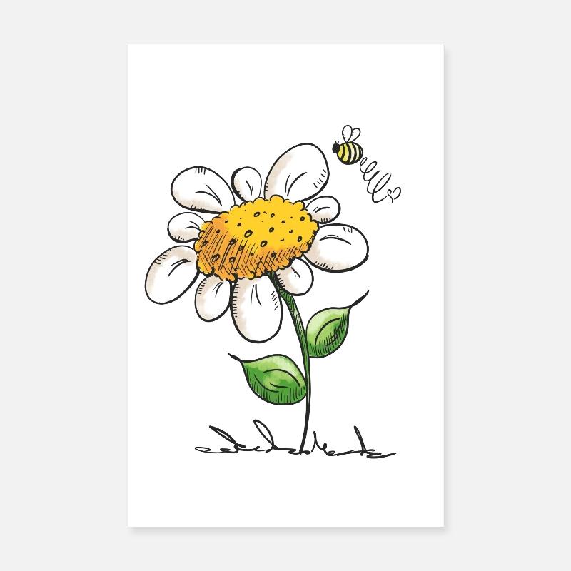 Flower with honey bee - Gift - Flowers Poster 8" x 12" (20x30 cm)