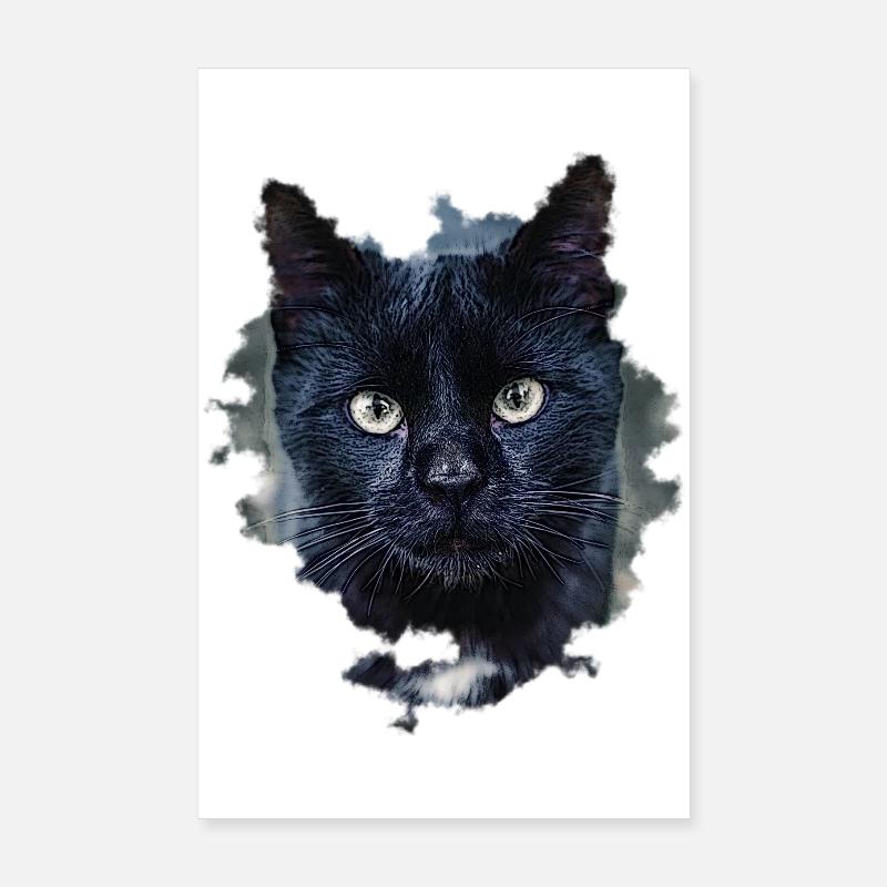 blackcat/ chat noir - Poster 20 x 30 cm - blanc