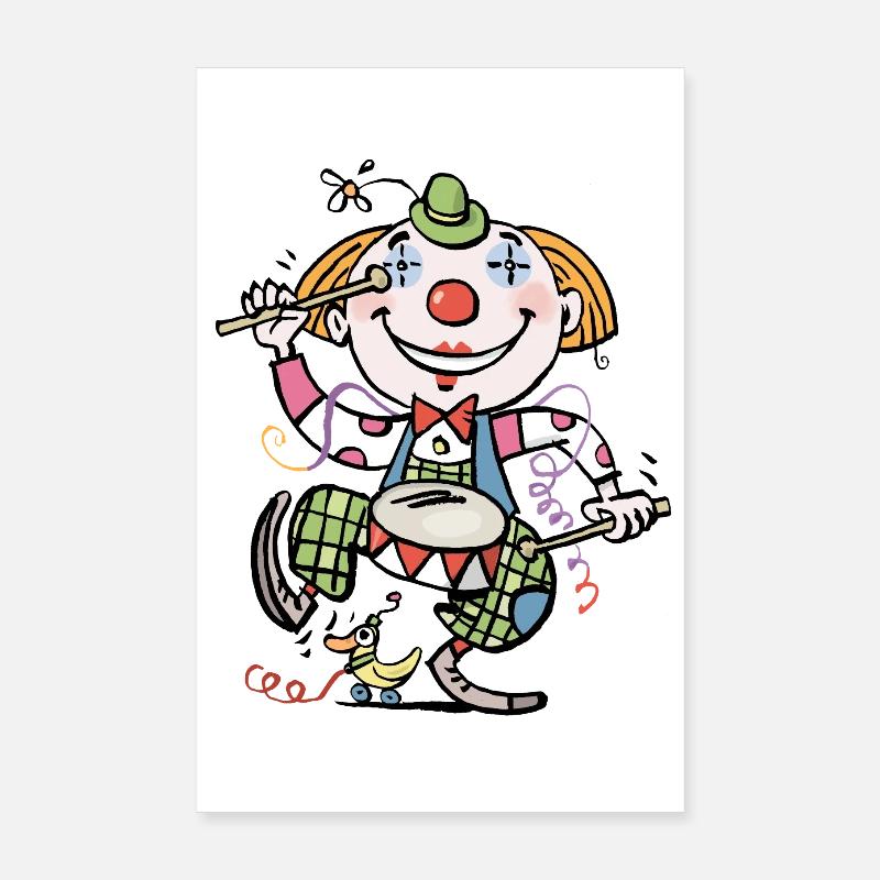 Cartoon-Clown Trommler Design Poster 20x30 cm