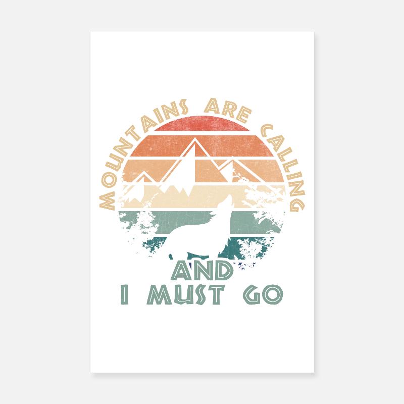 Mountains Are Calling Sunset - Poster 8" x 12" (20x30 cm) - white