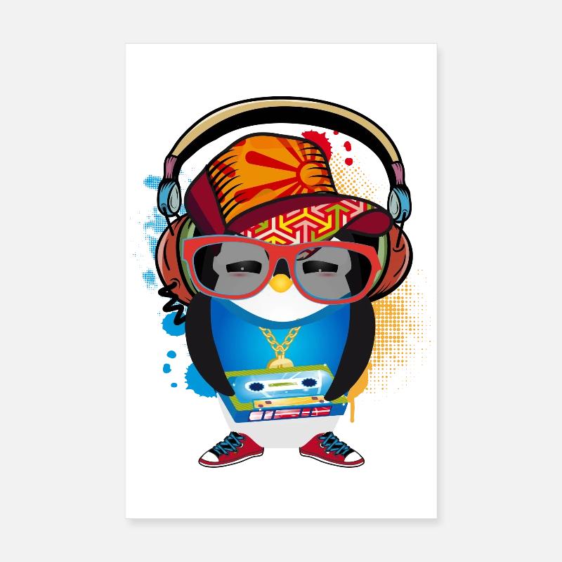 pingouin mignon comme un hip-hopper dans une tenue cool Poster 20 x 30 cm
