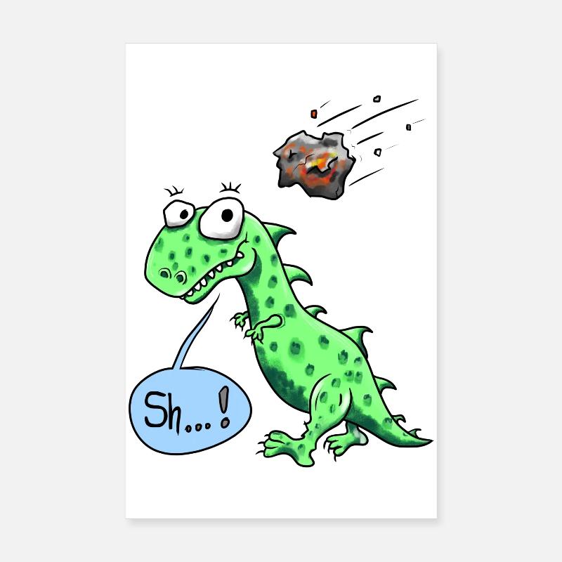 Dino avec météorite Poster 20 x 30 cm