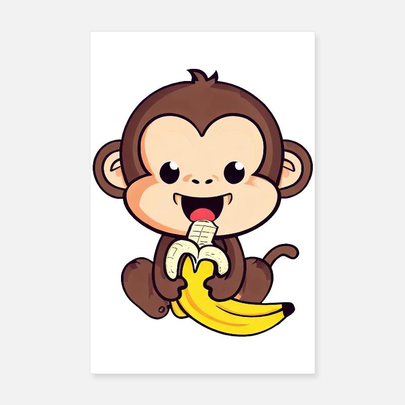 süßer Affe frisst eine Banane Poster 20x30 cm