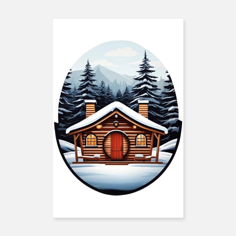 Maison en bois, cabane de Noël Poster 20 x 30 cm