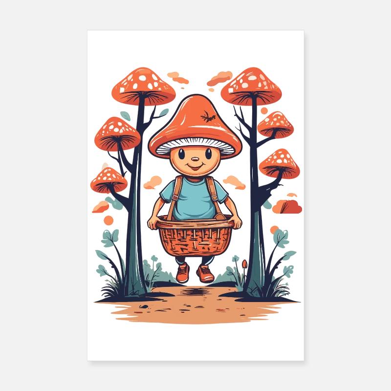 Cueilleur de champignons mignon Poster 20 x 30 cm