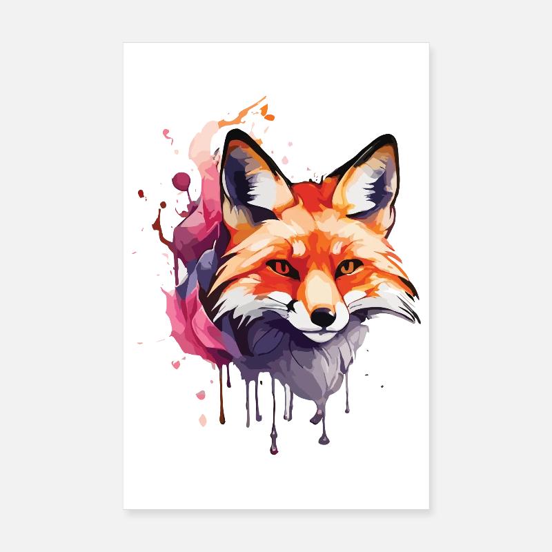 Aquarelle Fox Poster 20 x 30 cm