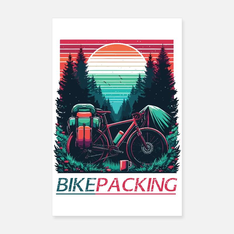 Forêt de vélo au coucher du soleil Poster 20 x 30 cm