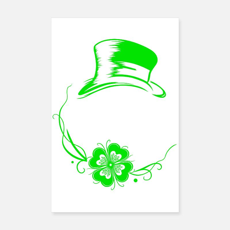 Sloth St Patrick's Day with clover and hat Poster 8" x 12" (20x30 cm)