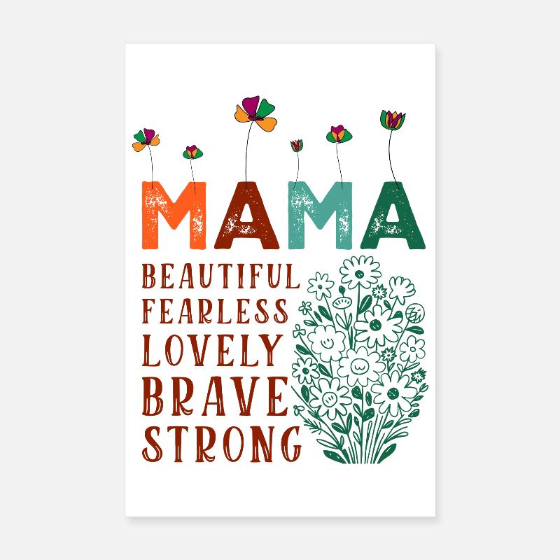 Maman - Belle, Intrépide, Charmante, Courageuse, Forte Poster 20 x 30 cm