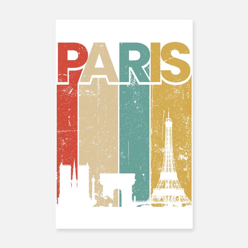 Paris Vintage Sunset Stripes - Poster 8" x 12" (20x30 cm) - white