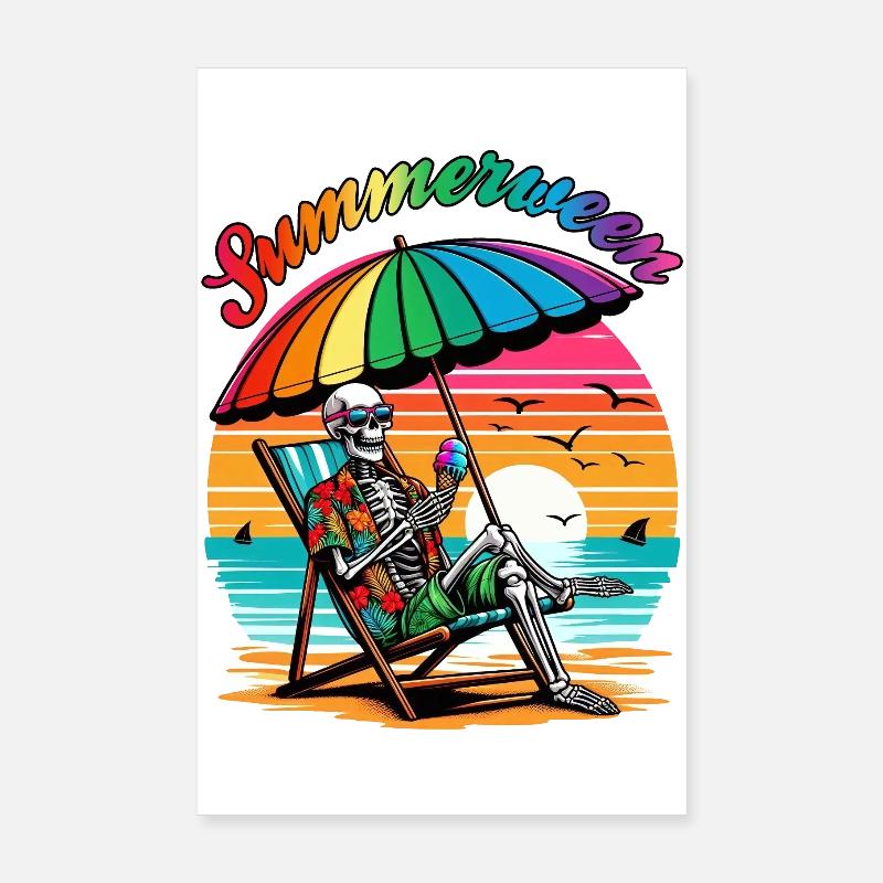 Summerween Skeleton: Chillen im Sommer Poster 20x30 cm