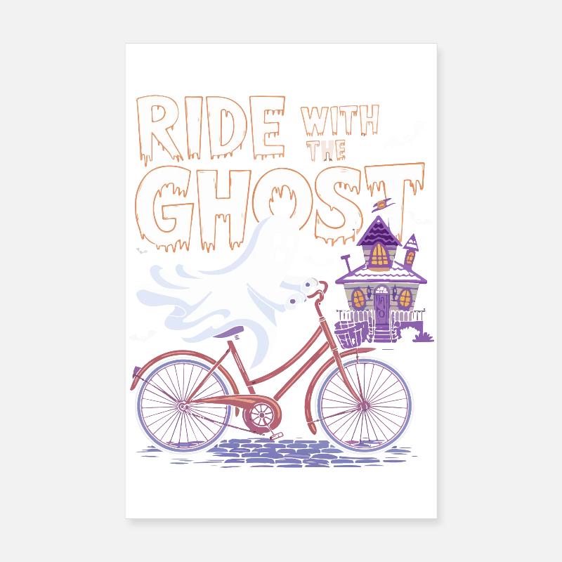 Ghostly Bicycle Ride Halloween Design Poster 8" x 12" (20x30 cm)