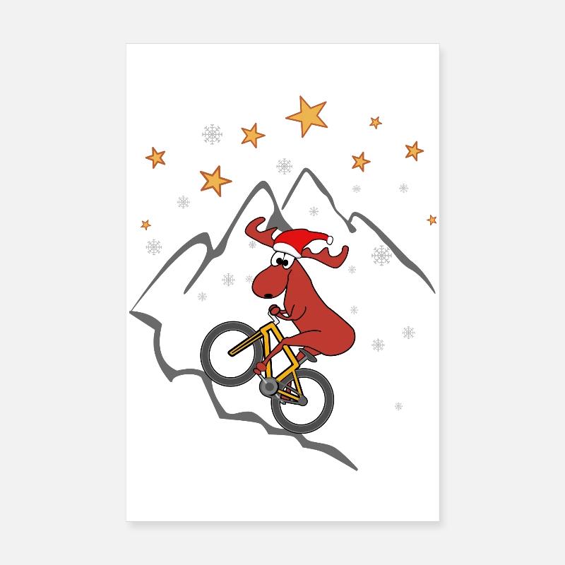 Moose MTB Xmas Poster 8" x 12" (20x30 cm)