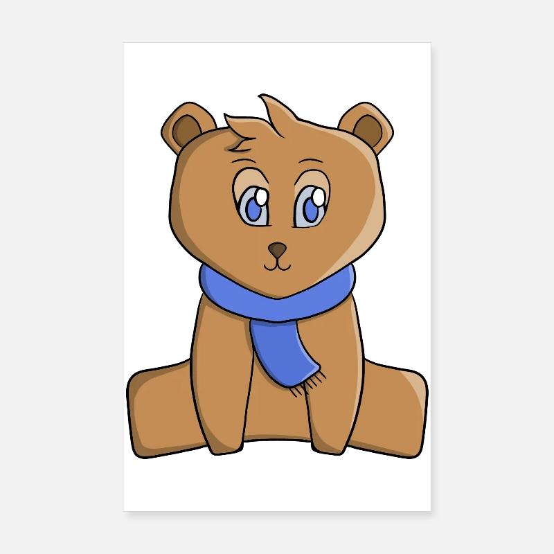Teddybär mit blauem Schal Poster 20x30 cm
