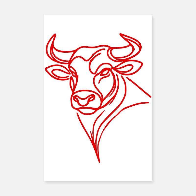 Stier rot Poster 20x30 cm