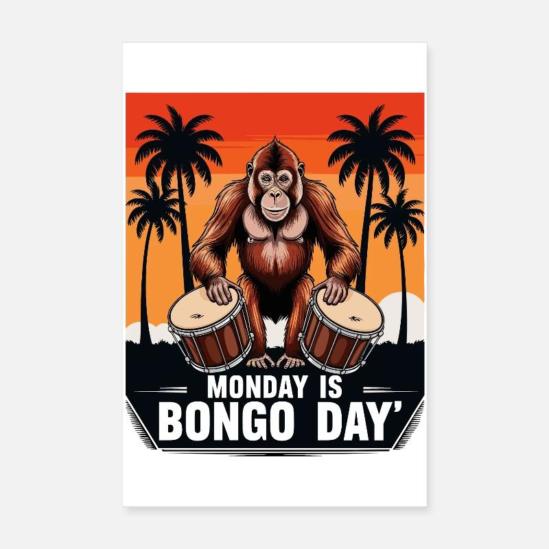 Affen Bongo Trommler Poster 20x30 cm