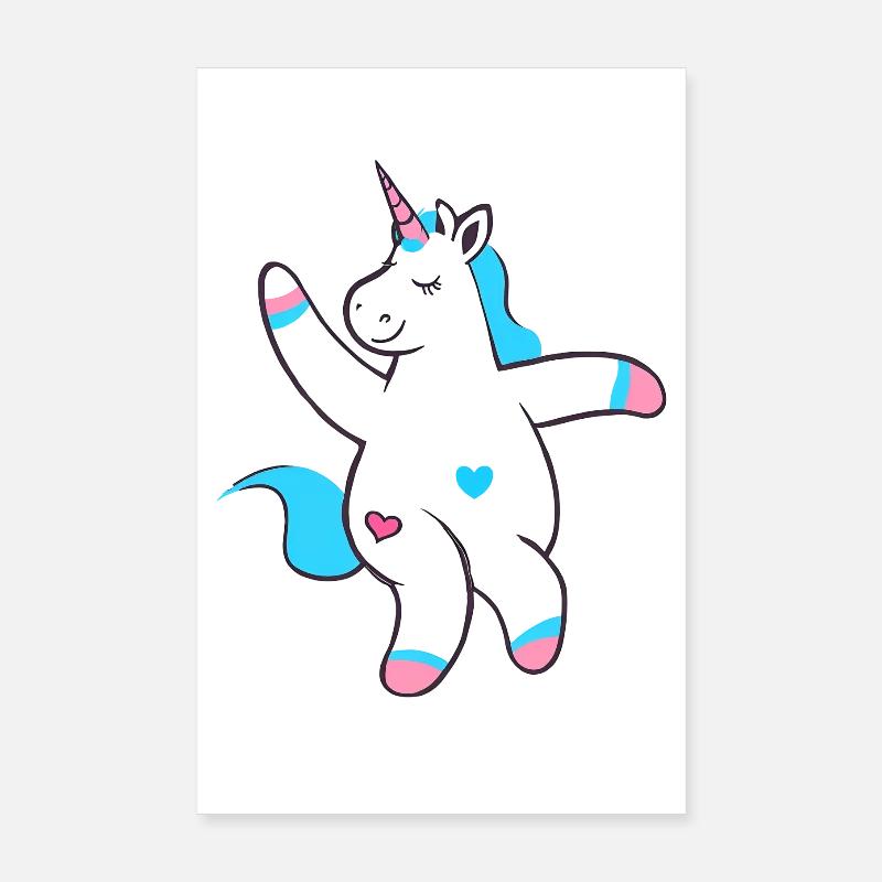 tanzendes happy einhorn unicorn fantasy Poster 20x30 cm