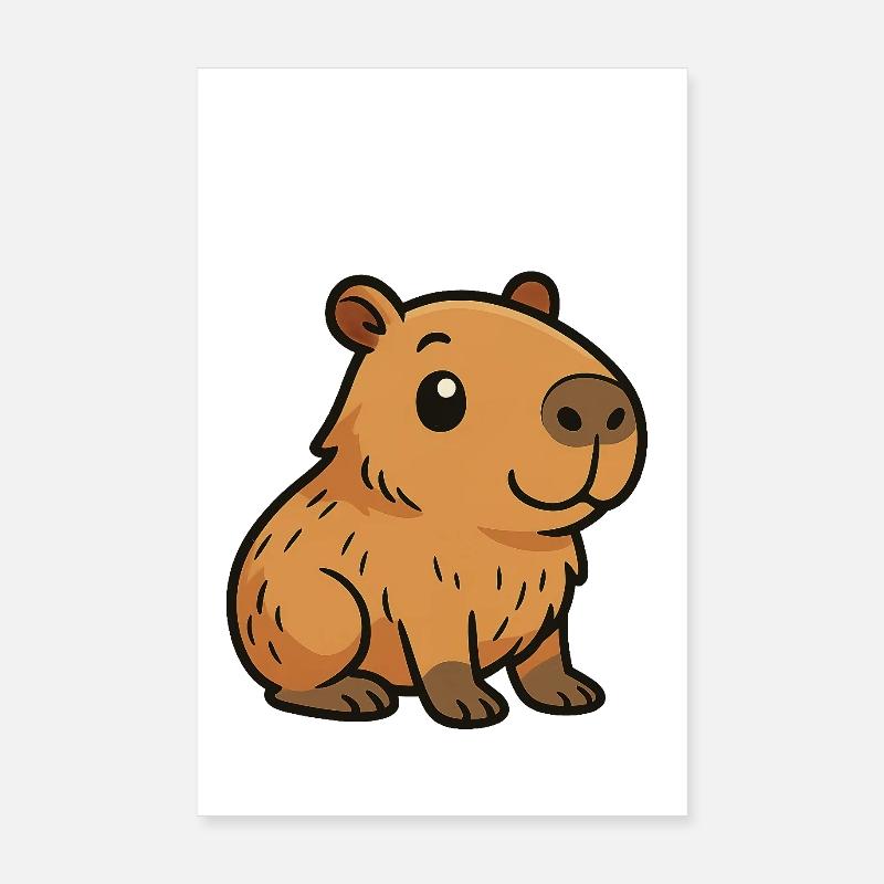 Süßes Cartoon Capybara, süß und chillig - Poster 20x30 cm - Weiß