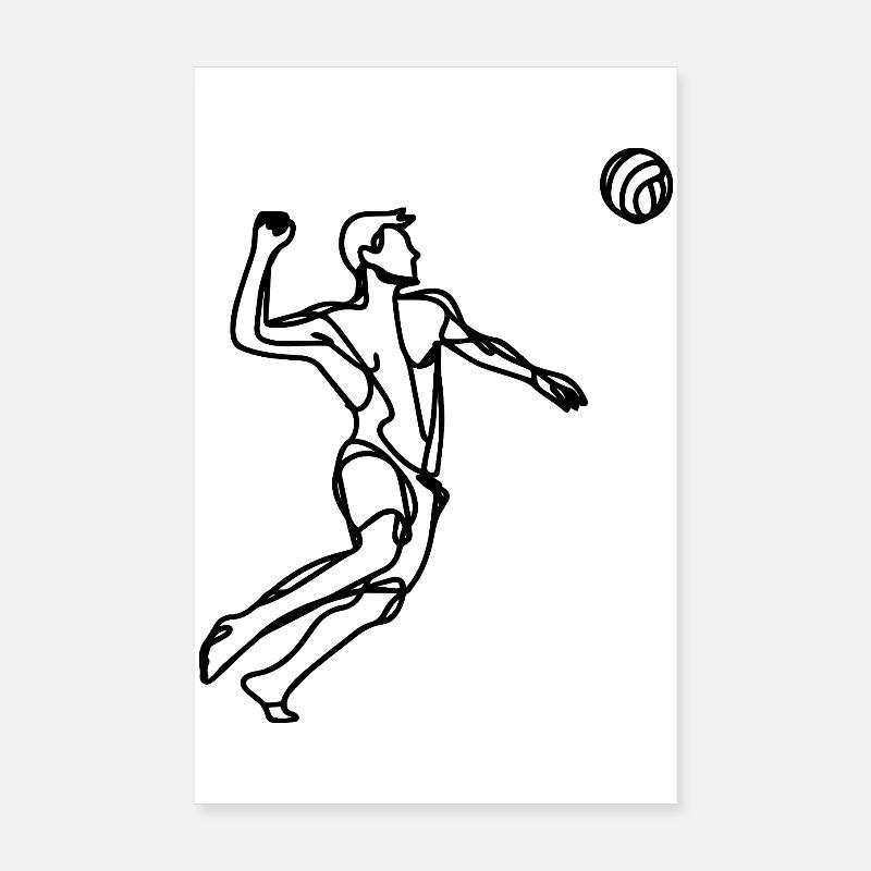 Beach volleyball player Drawing Poster 8" x 12" (20x30 cm)