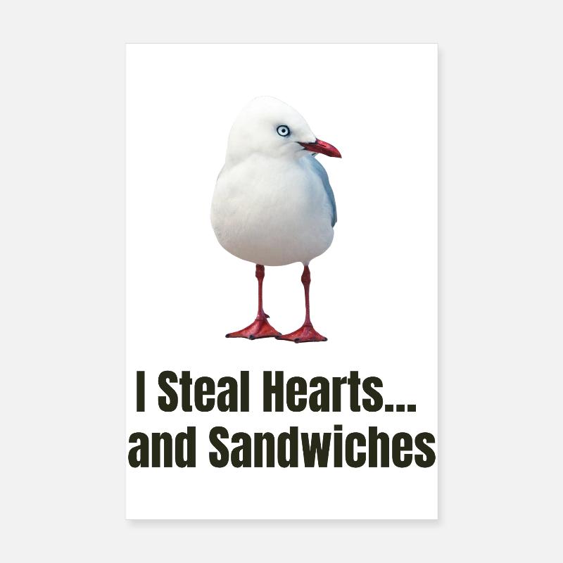Whimsical Seagull with Heartwarming Message Poster 8" x 12" (20x30 cm)