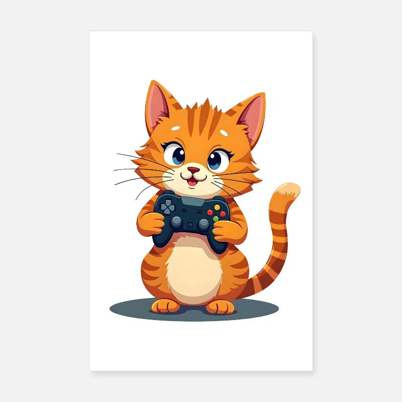 Kitten with game controller Poster 8" x 12" (20x30 cm)