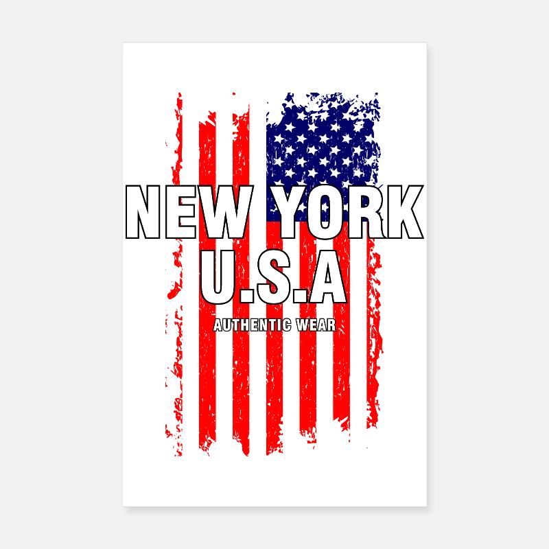 Image authentique du drapeau des États-Unis de New York Poster 20 x 30 cm