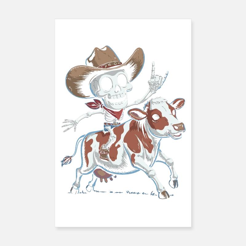 Skelett-Cowboy reitet Kalb Poster 20x30 cm